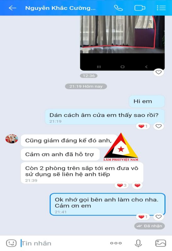 khách đánh giá hiệu quả dán cách âm