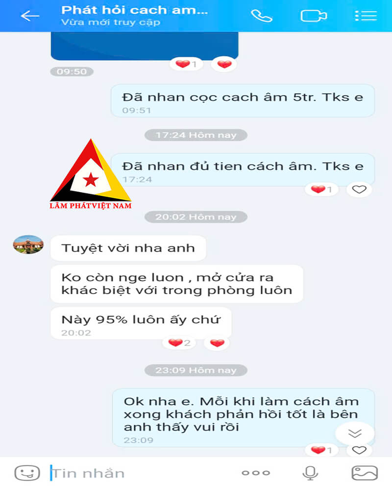 khách đánh giá hiệu quả thi công cách âm